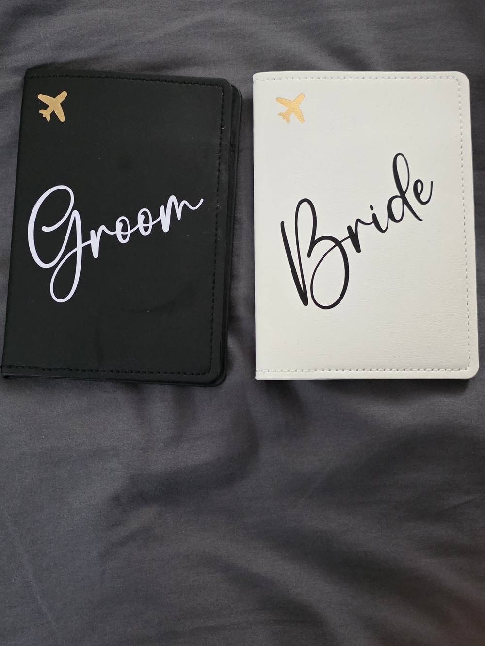 Bride & Groom Passport Holder Set - Black and White